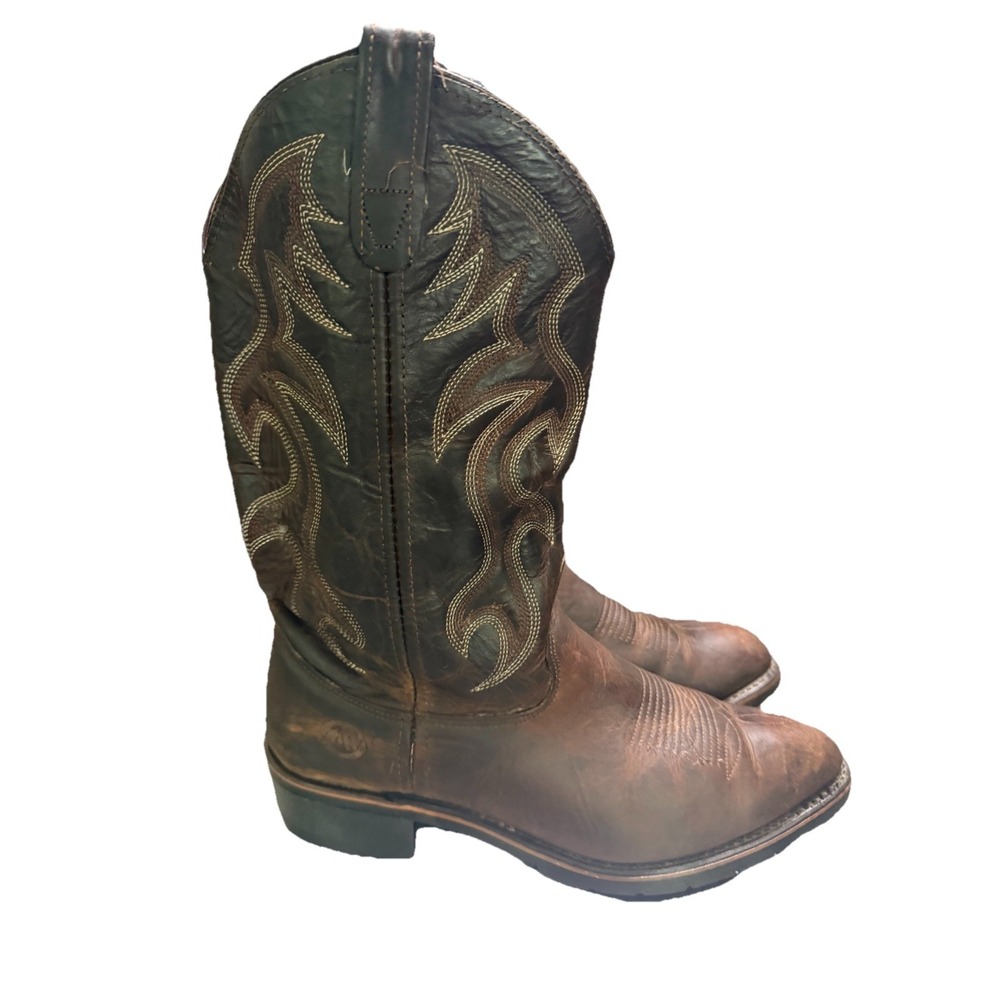 Double-H AG7 Work Western Men Brown Leather Steel Toe Boots 3282 9.5 2E Made USA